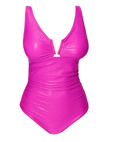 V Hardware Detail Tummy Control Swimsuit