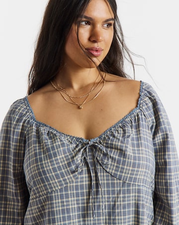 Simply Be Check Drop Waist Milkmaid Mini Dress