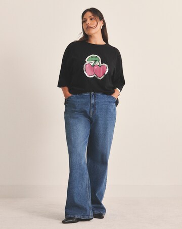 Black Embellished Cherries T-Shirt