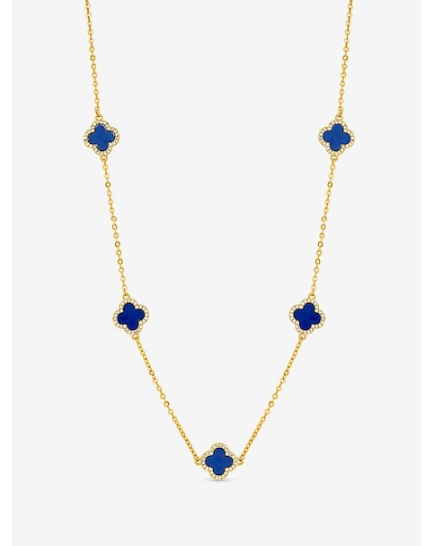 Jon Richard Gold Plated Lapis Station Clover Necklace