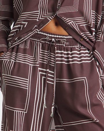 Herringbone Drawstring Wide Leg Trousers