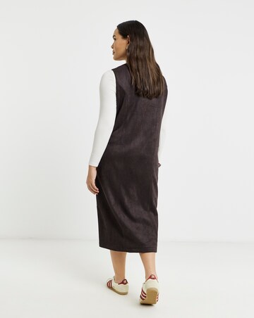 Simply Be Chocolate Suedette Button Through Midi Dress