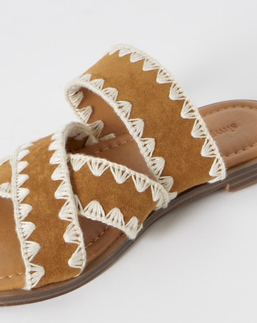Maude Whipstitch Crossover Flat Sandals - Wide Fit (E)