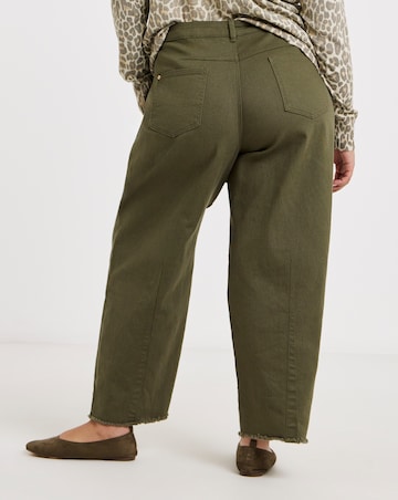 Olive Comfort Stretch Dart Detail Barrel Leg Jeans