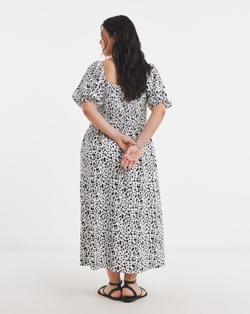 Waffle Shirred Midi Dress