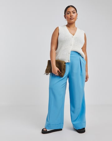 Simply Be Blue Wide Leg Tailored Trouser