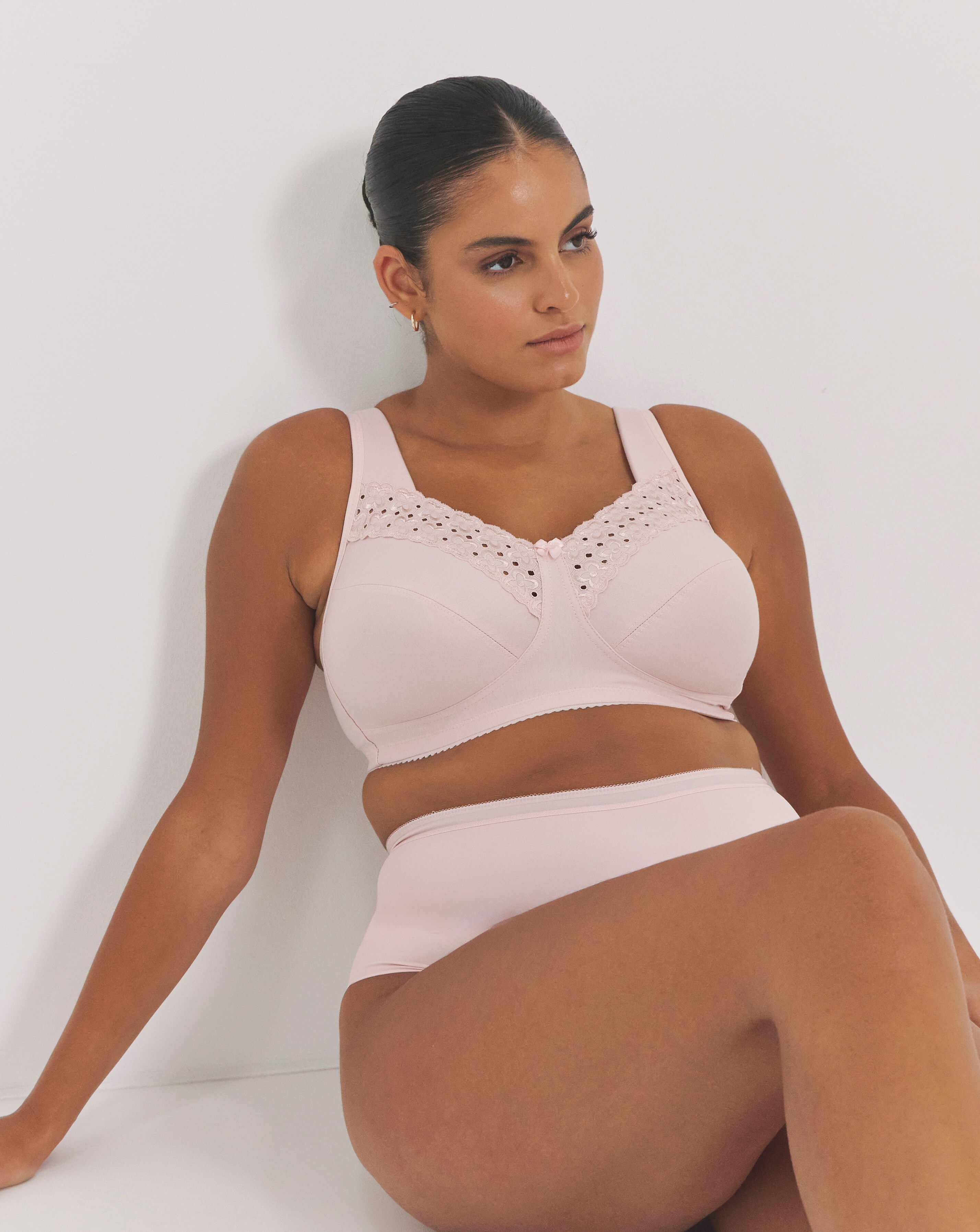 Miss Mary of Sweden Broderie Anglaise Cotton Non Wired Bra Pink