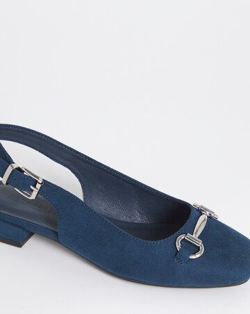 Presley Low Block Heel Slingback With Snaffle Trim - Wide Fit (E)