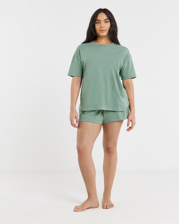 Pretty Secrets Back to Basics Pyjama Short Set Khaki