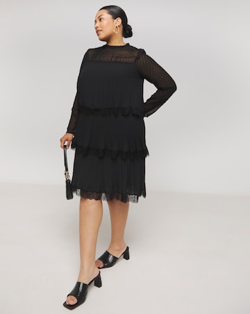 Joanna Hope Tiered Shift Dress With Lace Trim
