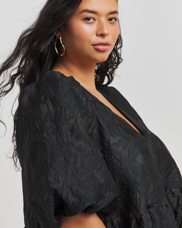 Black Jacquard Smock Dress