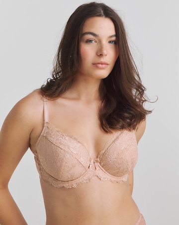 Pretty Secrets 2 Pack Ella Lace Padded Plunge Wired Bras B-F - Pink Multi