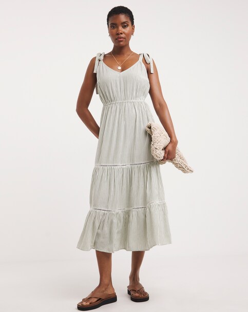 Striped Crinkle Viscose Cami Dress