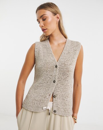 Simply Be Stone Chunky Tape Yarn Waistcoat