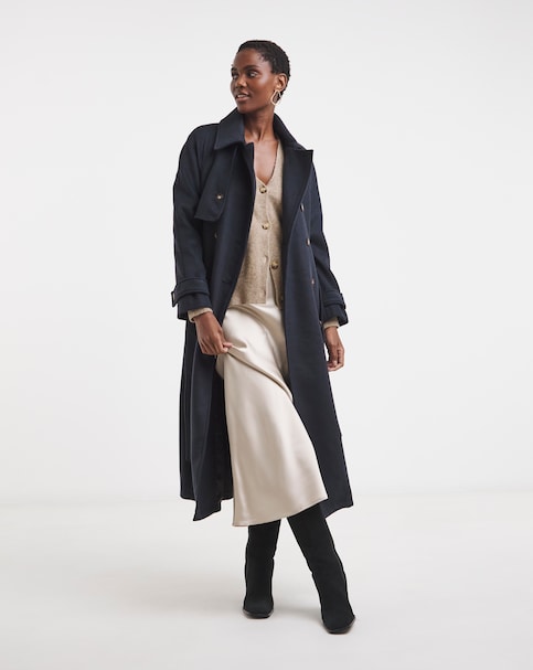 Wool Blend Trench Coat