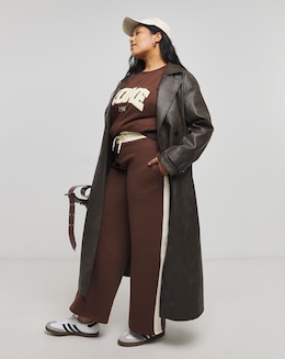 Chocolate &amp; Cream Side Stripe Wide Leg Joggers