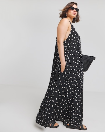 Simply Be Spot Print Crinkle Trazepe Maxi Dress
