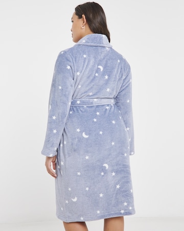 Supersoft Dressing Gown Moon & Stars Print Blue