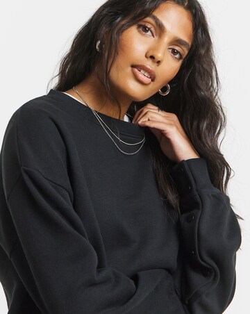 Black Popper Sleeve Sweatshirt