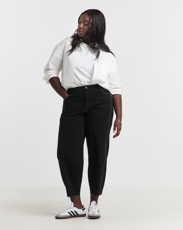 Simply Be Black Side Studded Barrel Leg Jeans