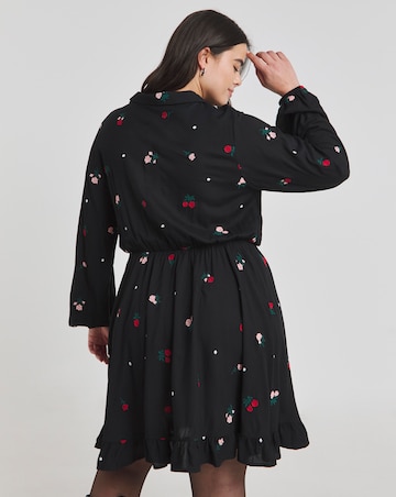 Black Embroidered Shirt Dress