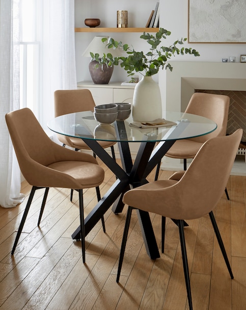 Bodie Black Table with 4 Etta Chairs
