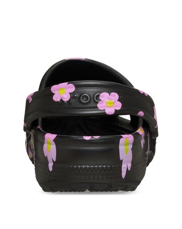 Crocs Black/Pink Classic Flower Clog - Standard Fit