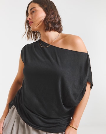 Black Off The Shoulder Mesh Top