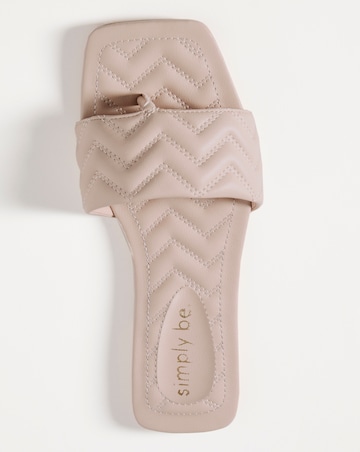 Marrissa Zigzag Quilted Flat Mule Toe Post Sandals Wide Fit