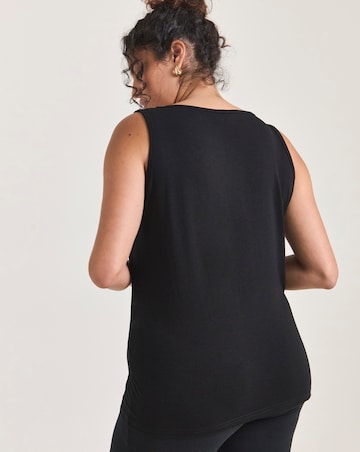 Pretty Secrets (2 Pack) Thermal Vest Tops Black/Oatmeal
