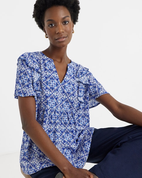 Frill Detail Angel Sleeve Top