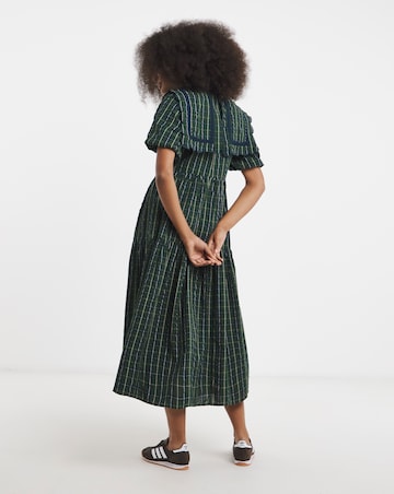 Neon Rose Tartan Midaxi Dress