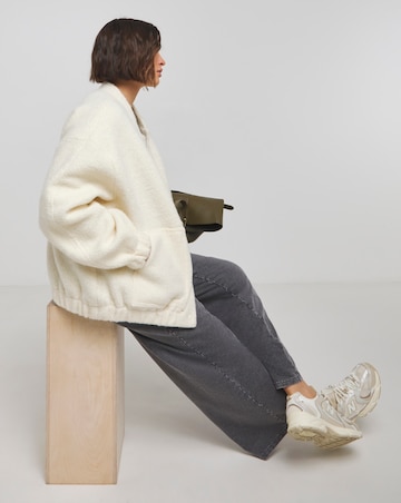 Cream Brushed Faux Wool Bomber