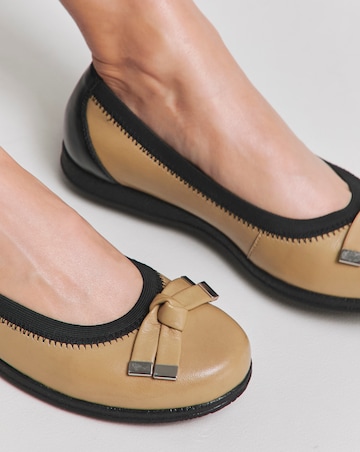 Heavenly Soles Mallory Elasticated Topline Ballerina Wide E Fit