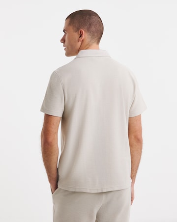 Textured Jersey Co-Ord Shirt- Stone