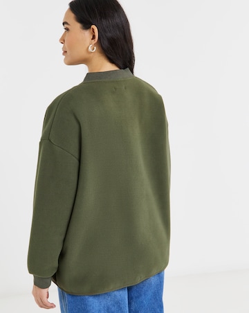 Khaki Micro Fleece Bomber Jacket