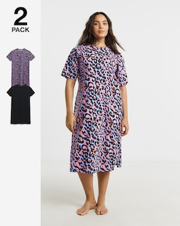 Simply Be (2 Pack) Value Nighties Animal Print