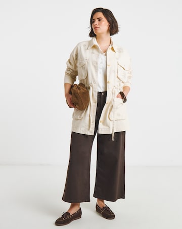 Simply Be Stone Floral Embroidered Utility Jacket