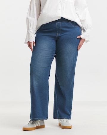 Mid Wash Wide Leg Pull On Jegging