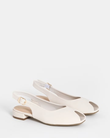 Skylark Flat Peep Toe Slingback Shoes - Wide Fit (E)
