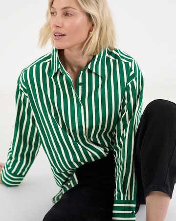 Cotton Poplin Oversized Stripe Shirt