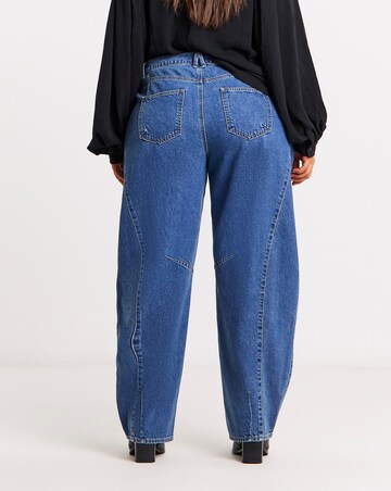 Simply Be Mid Wash Voluminous Barrel Leg Jean