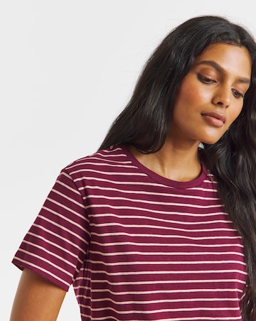 Red & Pink Stripe Pure Cotton Crew Neck T-Shirt
