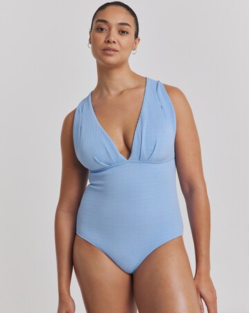Textured Cross Back Plunge Swimsuit