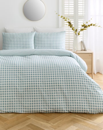 Gingham Cotton Blend Reversible Duvet Cover Set