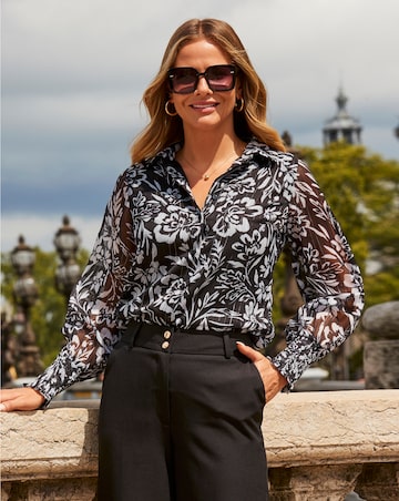 Sosandar Lurux Stripe Floral Blouse