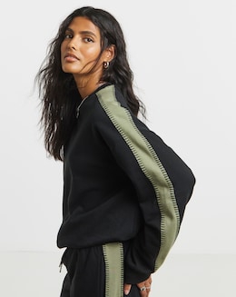 Black &amp; Khaki Whipstitch Sweatshirt