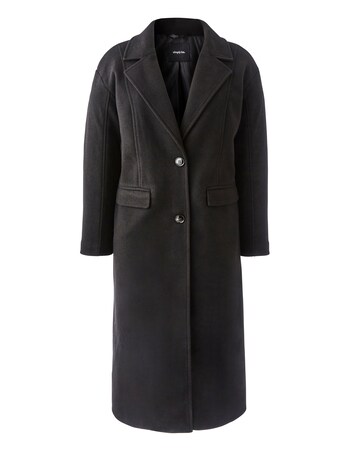 Black Midaxi Faux Wool Coat