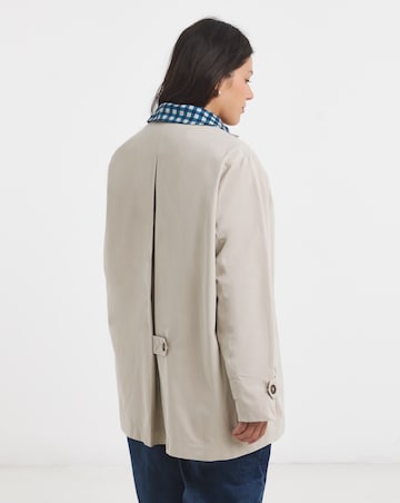 Stone Checked Collar Car Coat
