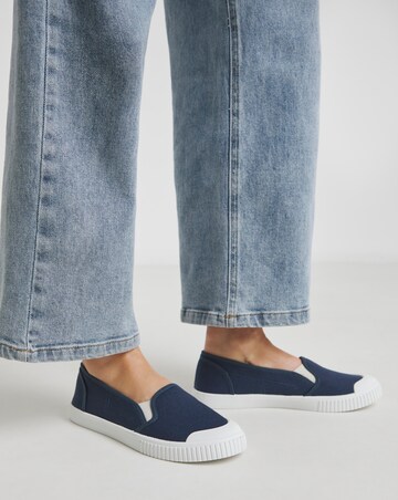 Simply Be Dalton Slip On Plimsole Trainers Wide E Fit